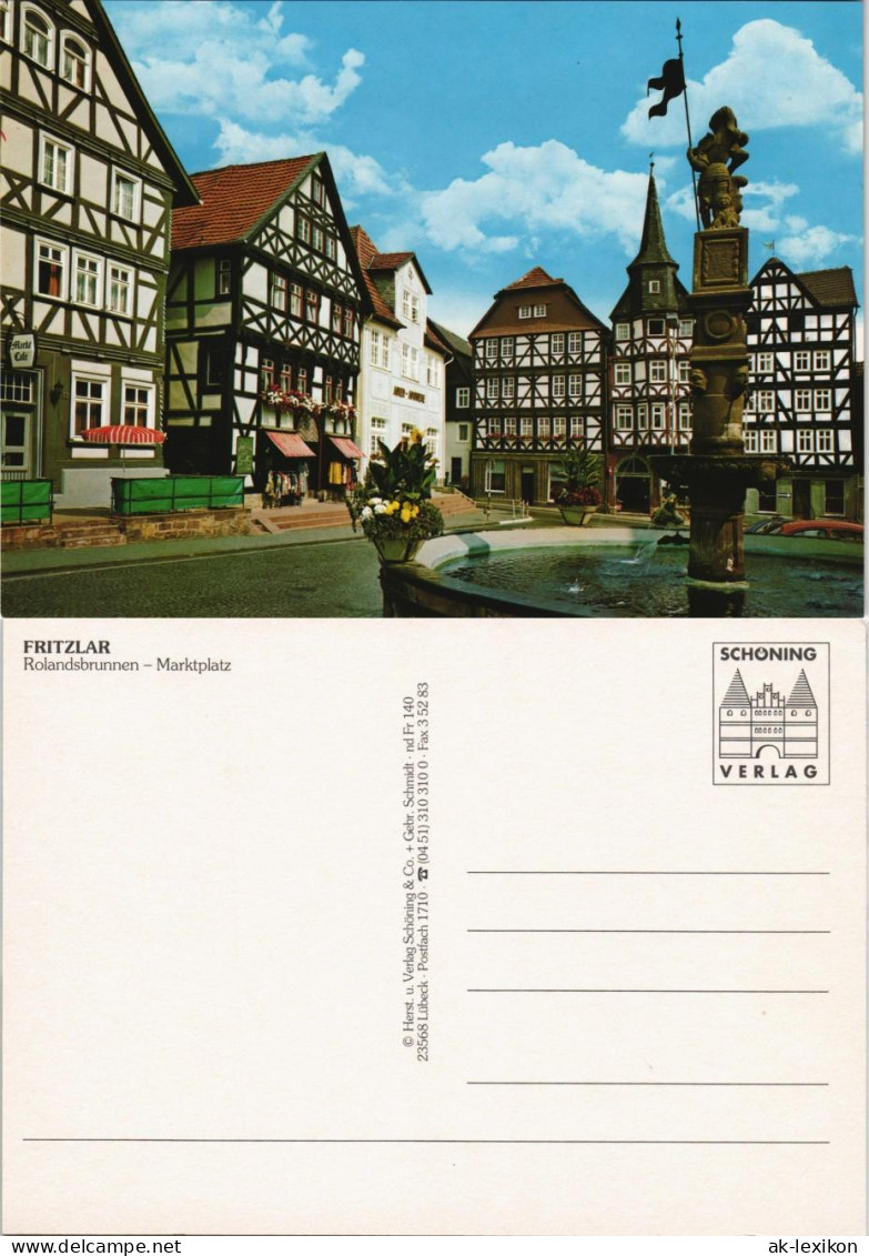 Ansichtskarte Fritzlar Rolandsbrunnen - Marktplatz 1990 - Fritzlar