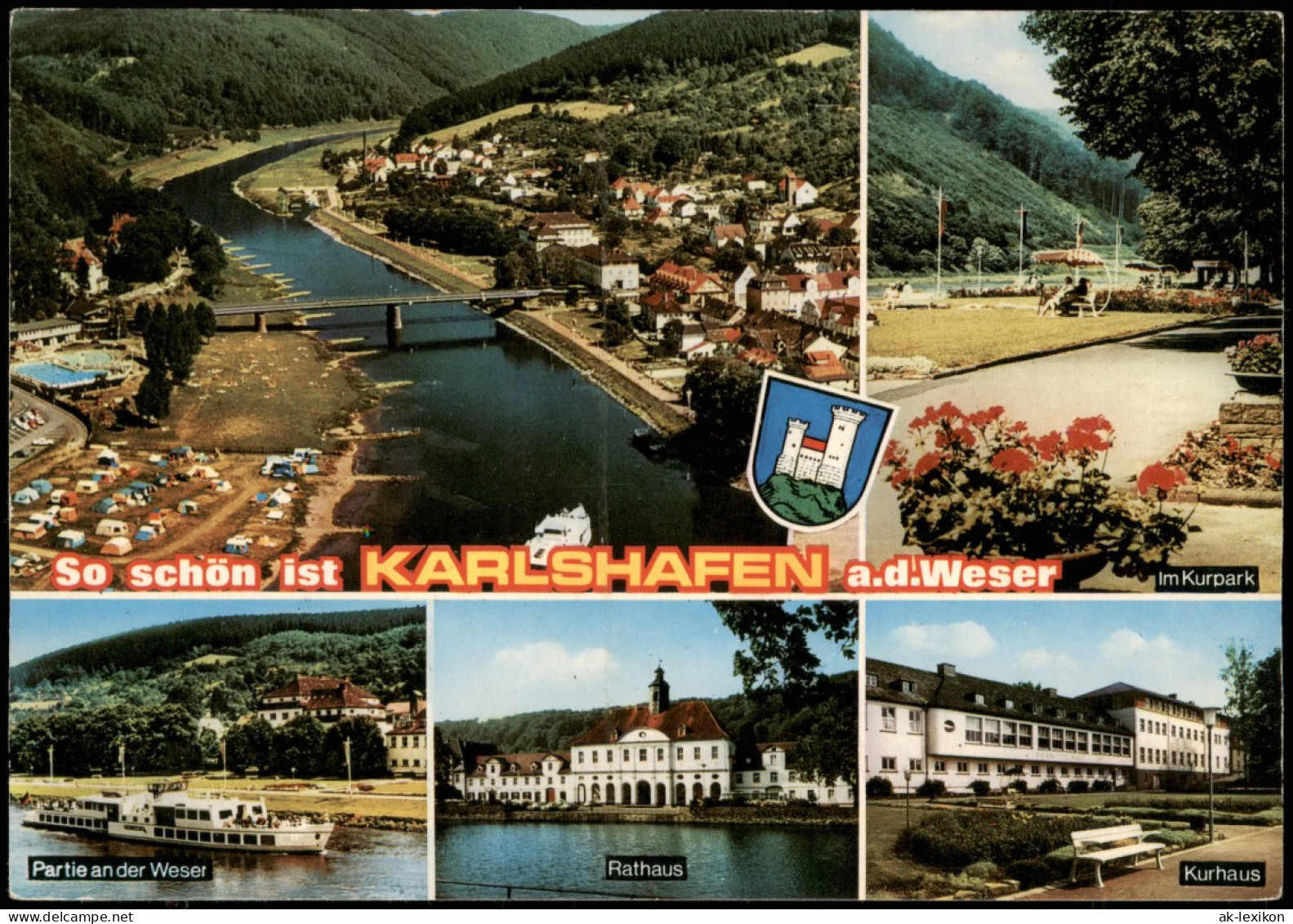 Bad Karlshafen Mehrbild-AK Mit Kurhaus Kurpark Panorama-Ansicht 1973 - Bad Karlshafen