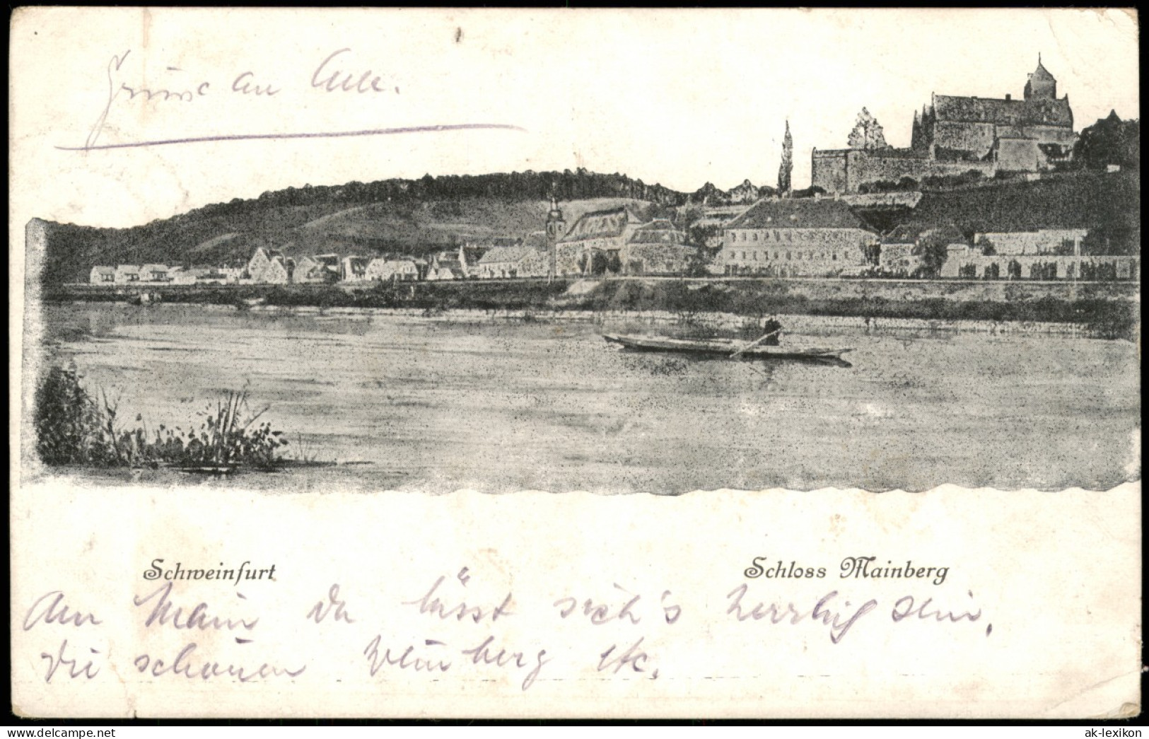 Ansichtskarte Schweinfurt Schloß'Mainberg - Ruderer 1916 - Schweinfurt