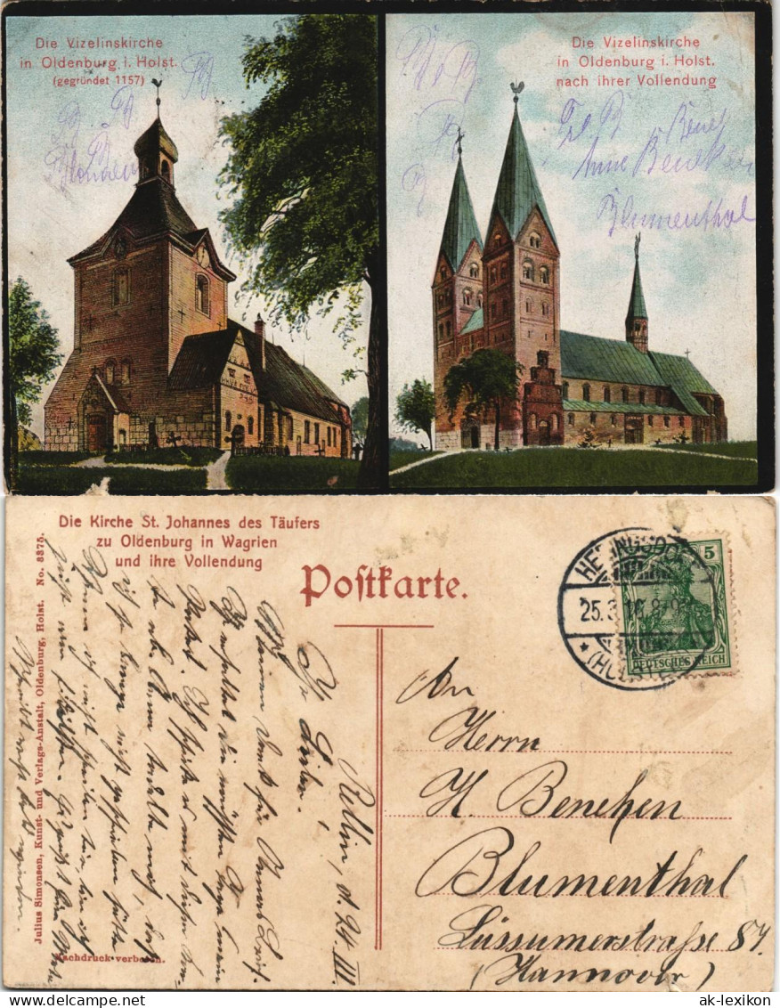 Ansichtskarte Oldenburg Die Vizelinskirche Und Vorbau - 2 Bild 1916 - Oldenburg