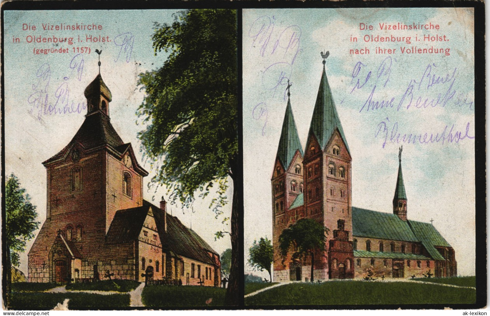 Ansichtskarte Oldenburg Die Vizelinskirche Und Vorbau - 2 Bild 1916 - Oldenburg