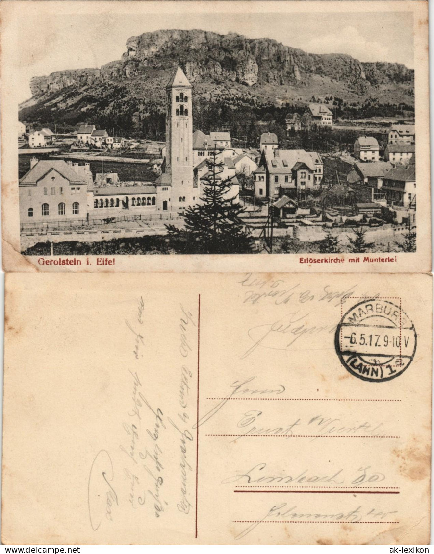 Ansichtskarte Gerolstein Erlöserkirche Mit Munterlei 1917 - Gerolstein