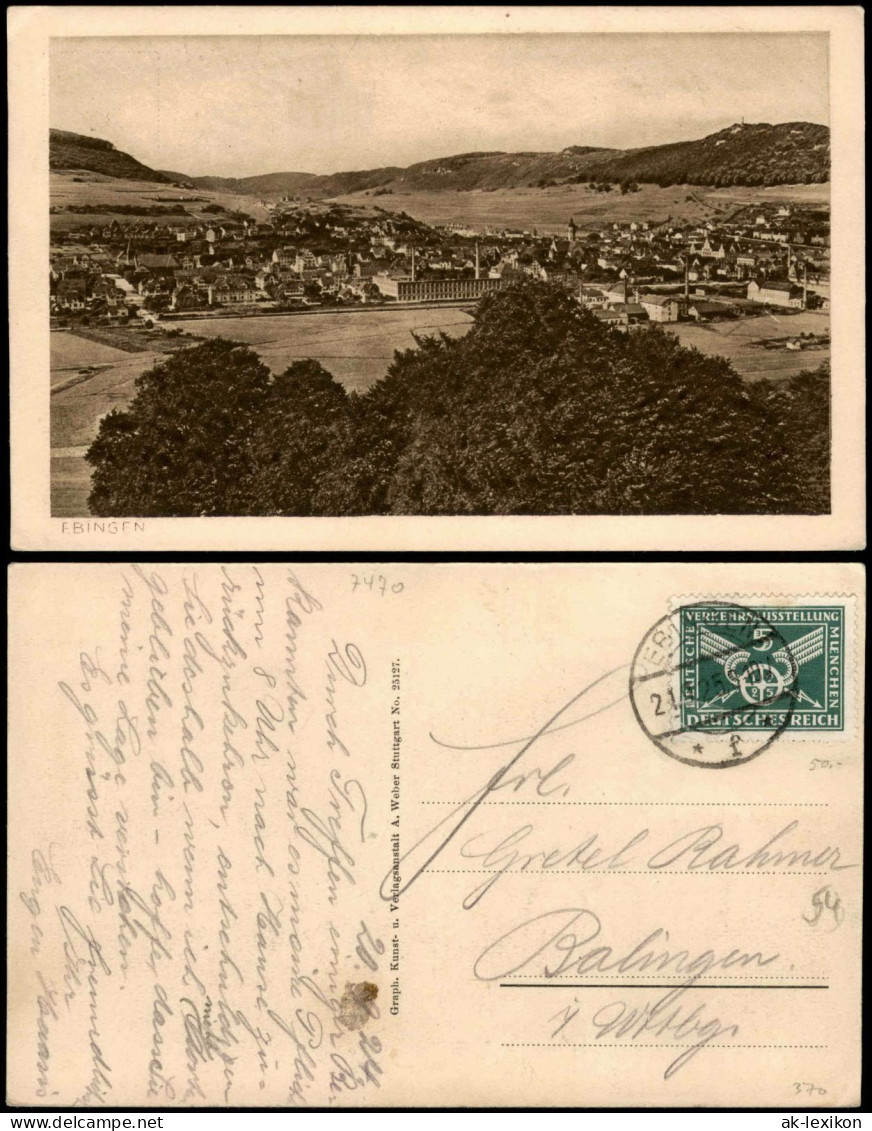 Ansichtskarte Ebingen-Albstadt Panorama 1925   Gel  Stempel Nach Balingen - Albstadt