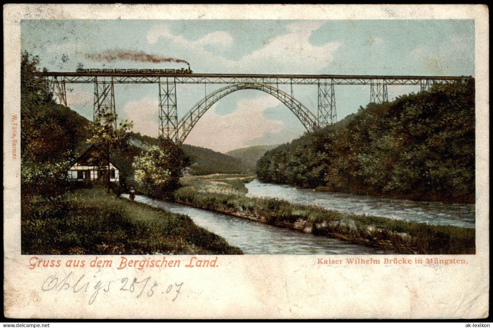 Ansichtskarte Remscheid Einweihung Mügnstener Brücke Dampflock 1907 - Remscheid