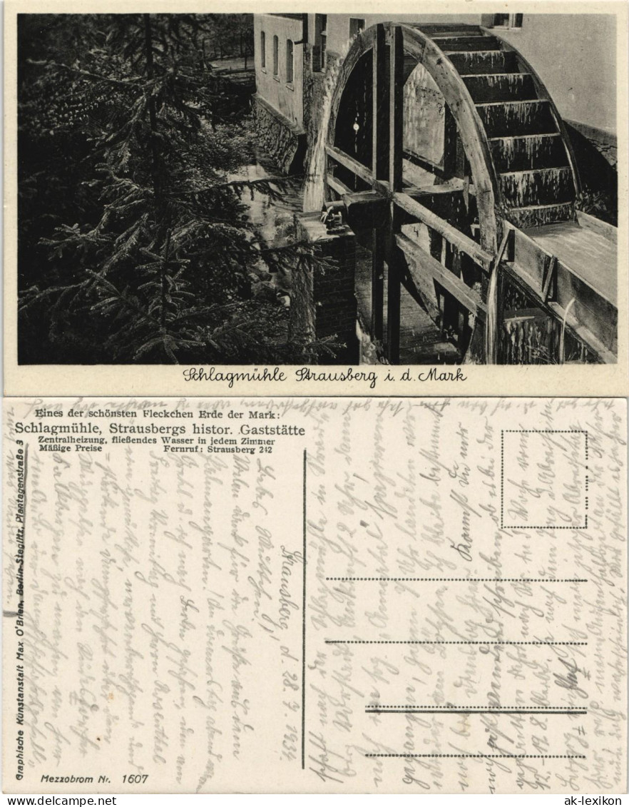 Ansichtskarte Strausberg Schlagmühle, Histor. Gaststätte 1934 - Strausberg