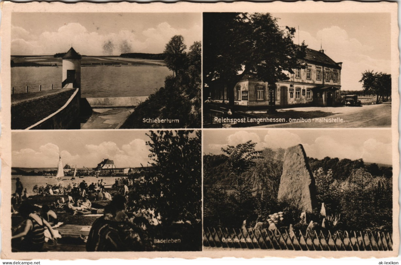 Langenhessen-Werdau  Badeleben, Haltestelle 1937  Bahnpoststempel Leipzig-Hof - Werdau