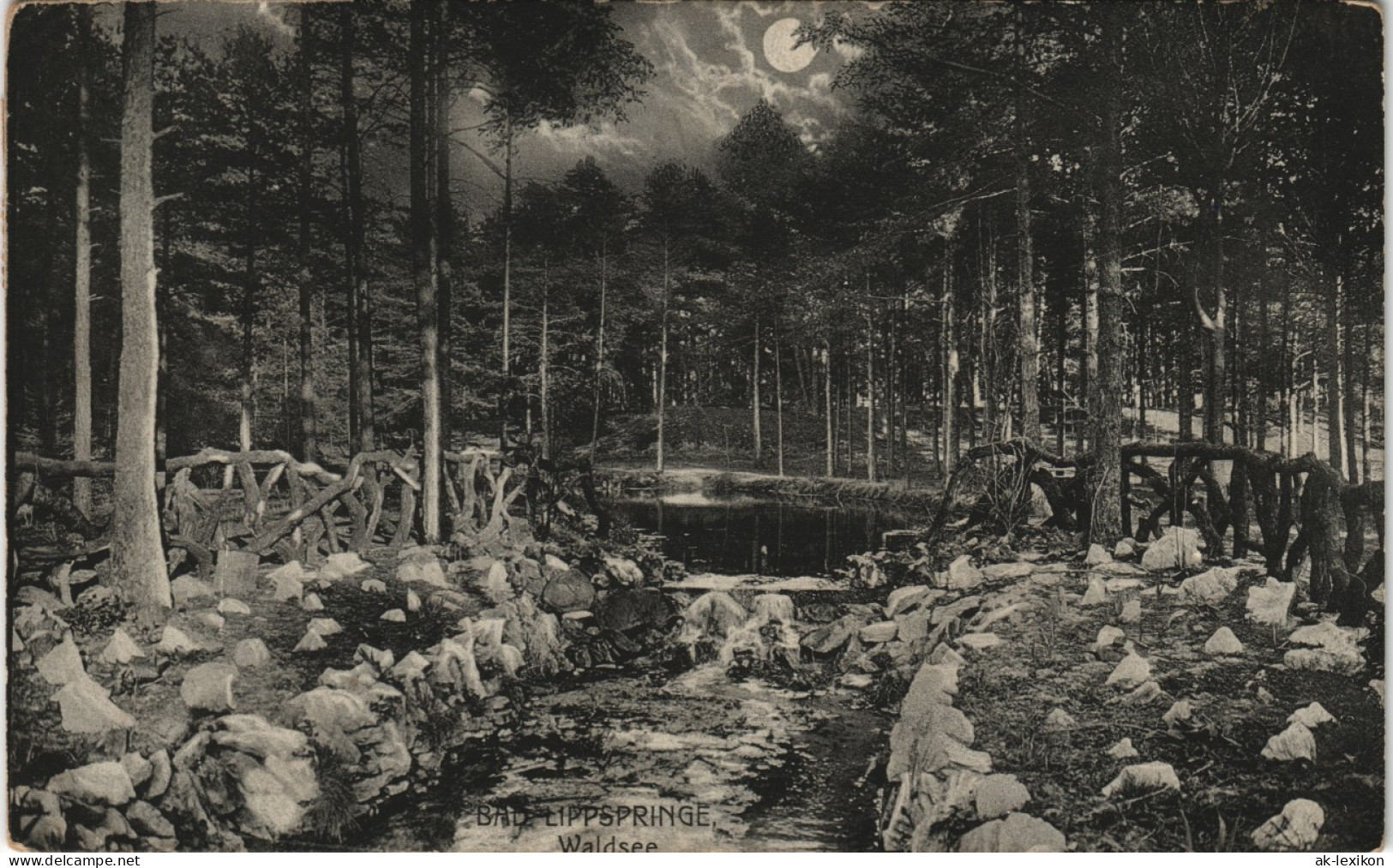 Ansichtskarte Bad Lippspringe Waldsee Bei Mondschein 1912 - Bad Lippspringe