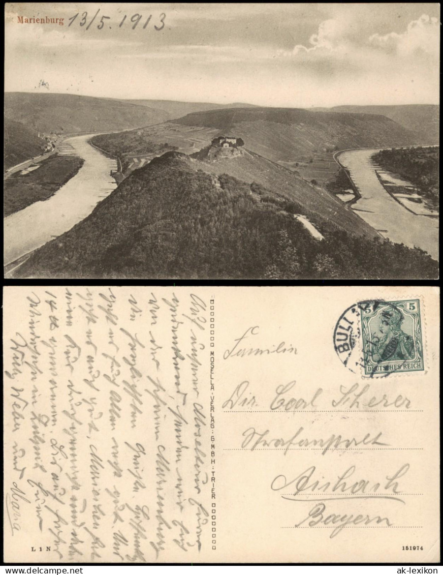 Ansichtskarte Zell/Mosel Marienburg 1915  Gel. Stempel Bullay - Zell
