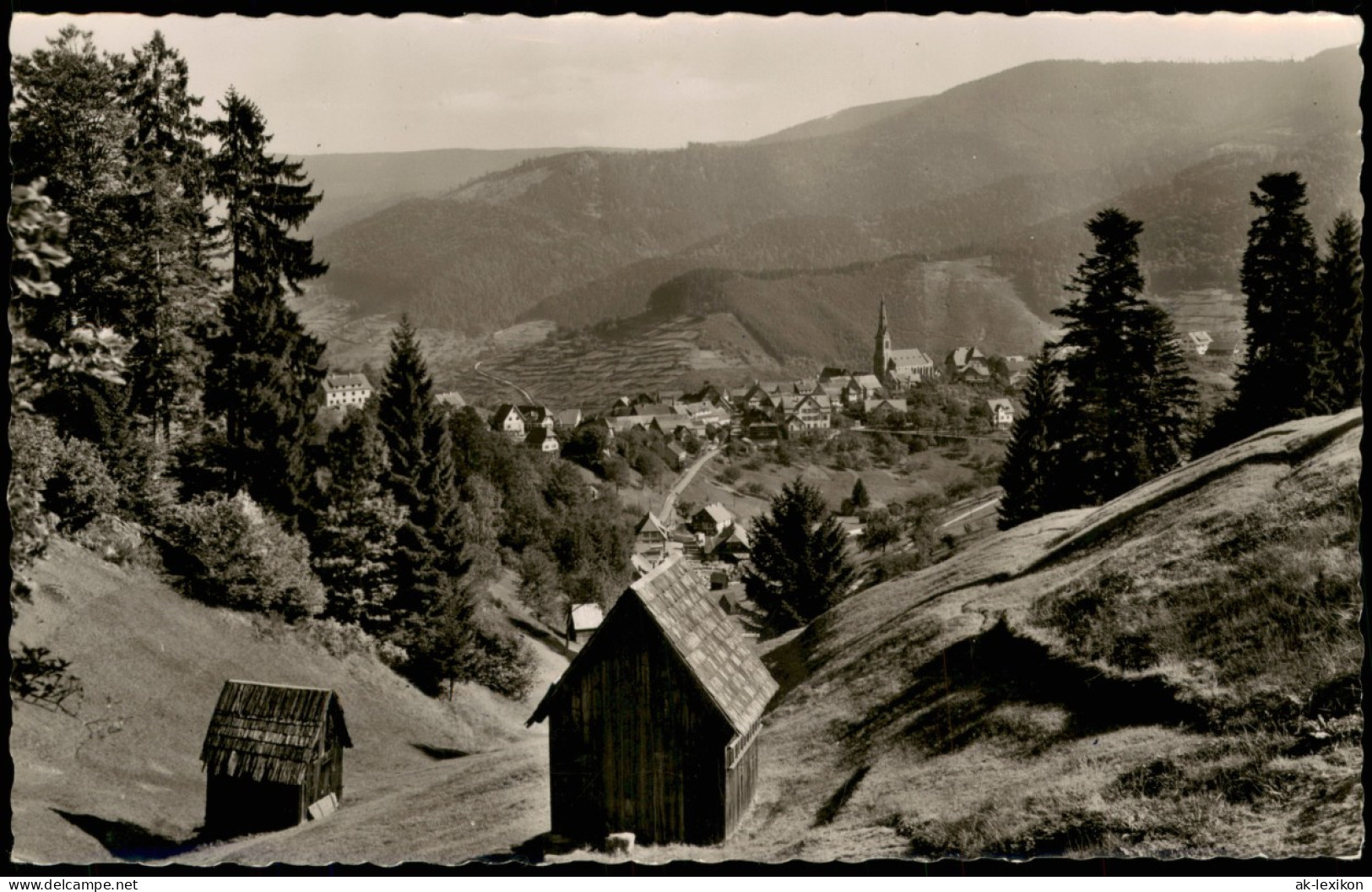 Bermersbach (Murgtal)-Forbach (Baden) Panorama-Ansicht; Murgtal Schwarzwald 1961 - Forbach