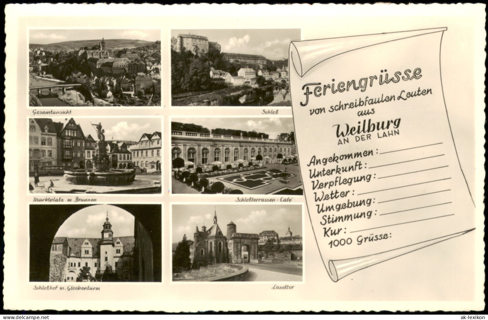 Weilburg (Lahn) Mehrbildkarte "von Schreibfaulen Leuten" Div. Ortsansichten 1952 - Weilburg