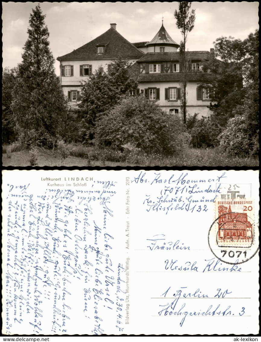 Ansichtskarte Lindach-Schwäbisch Gmünd Kurhaus Im Schloss 1967 - Schwaebisch Gmünd