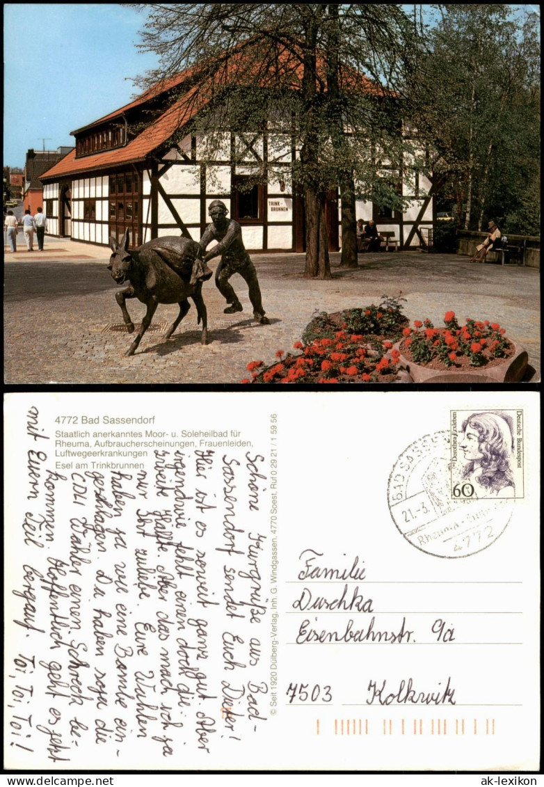 Ansichtskarte Bad Sassendorf Esel Am Trinkbrunnen 1998 - Bad Sassendorf