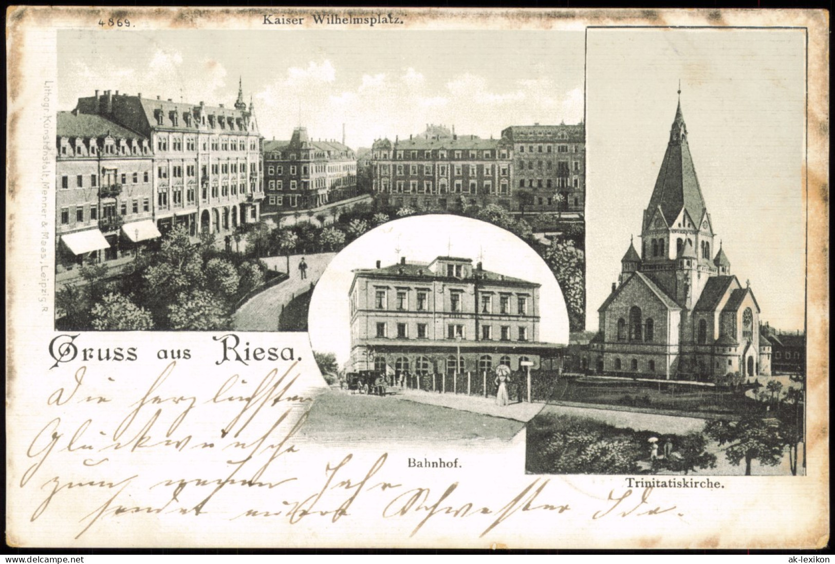 Ansichtskarte Litho AK Riesa Wilhelmplatz, Bahnhof 1901 - Riesa