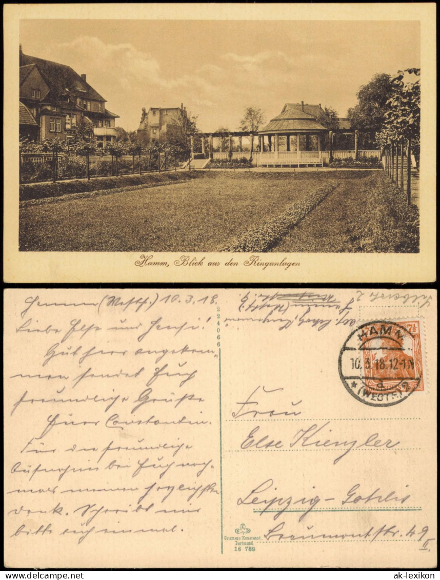 Ansichtskarte Hamm (Westfalen) Blick Aus Den Ringanlagen 1918 - Hamm