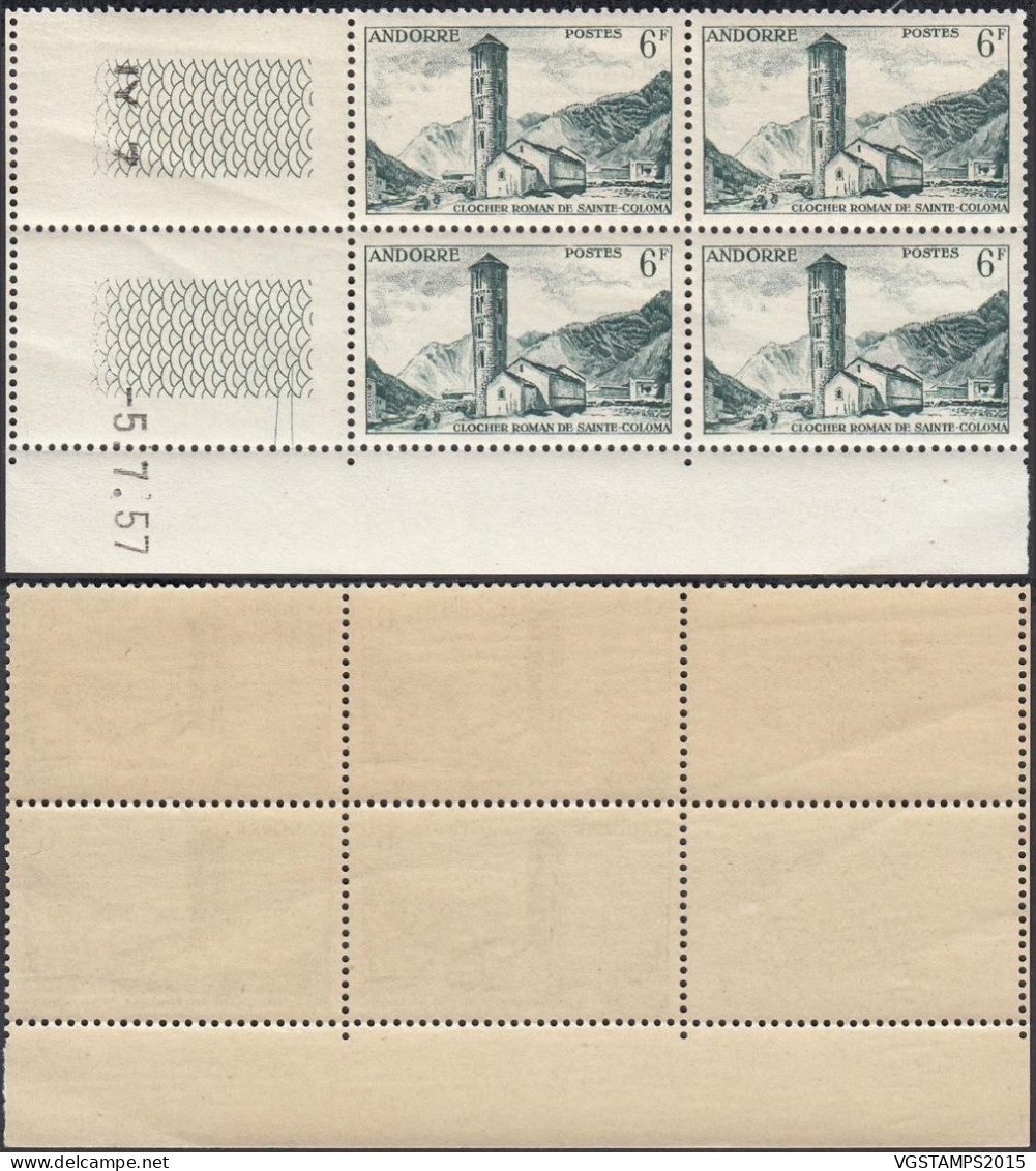 Andorre 1957 - Andorre Française - Timbres Neufs. Yvert Nr.: 142. Michel Nr.: 146 Coin Daté: "5/7/57"..(EB) DC-12513 - Ungebraucht