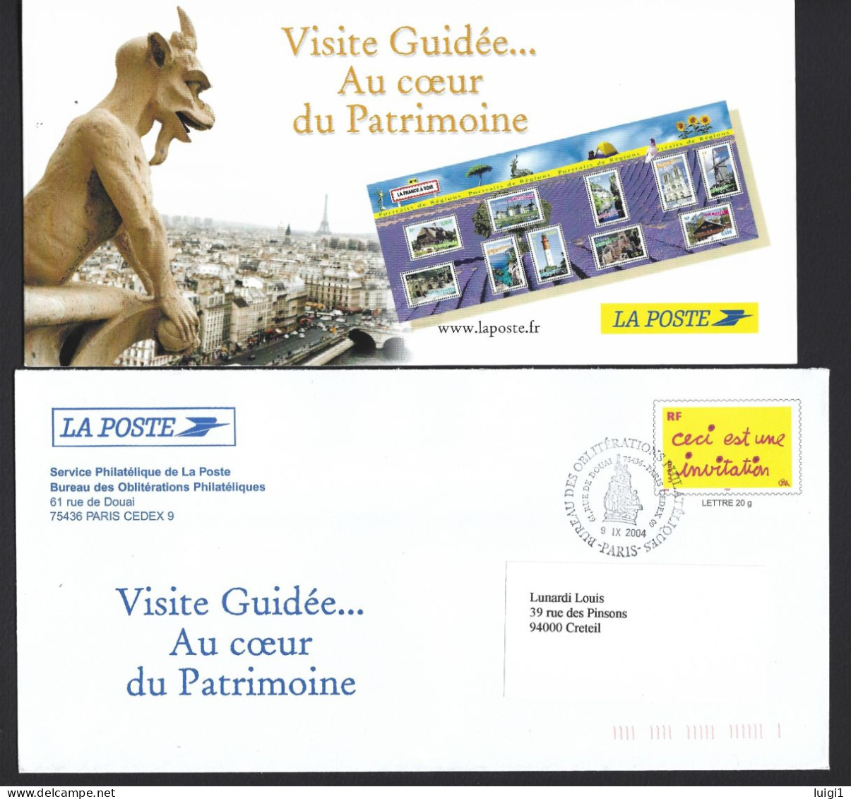 FRANCE 2004. PAP Y&T Type (n°3636) - " Ceci Est Une Invitation " Sur Enveloppe - Avec Carte D'invitation Vente 1er Jour. - Pseudo-interi Di Produzione Ufficiale