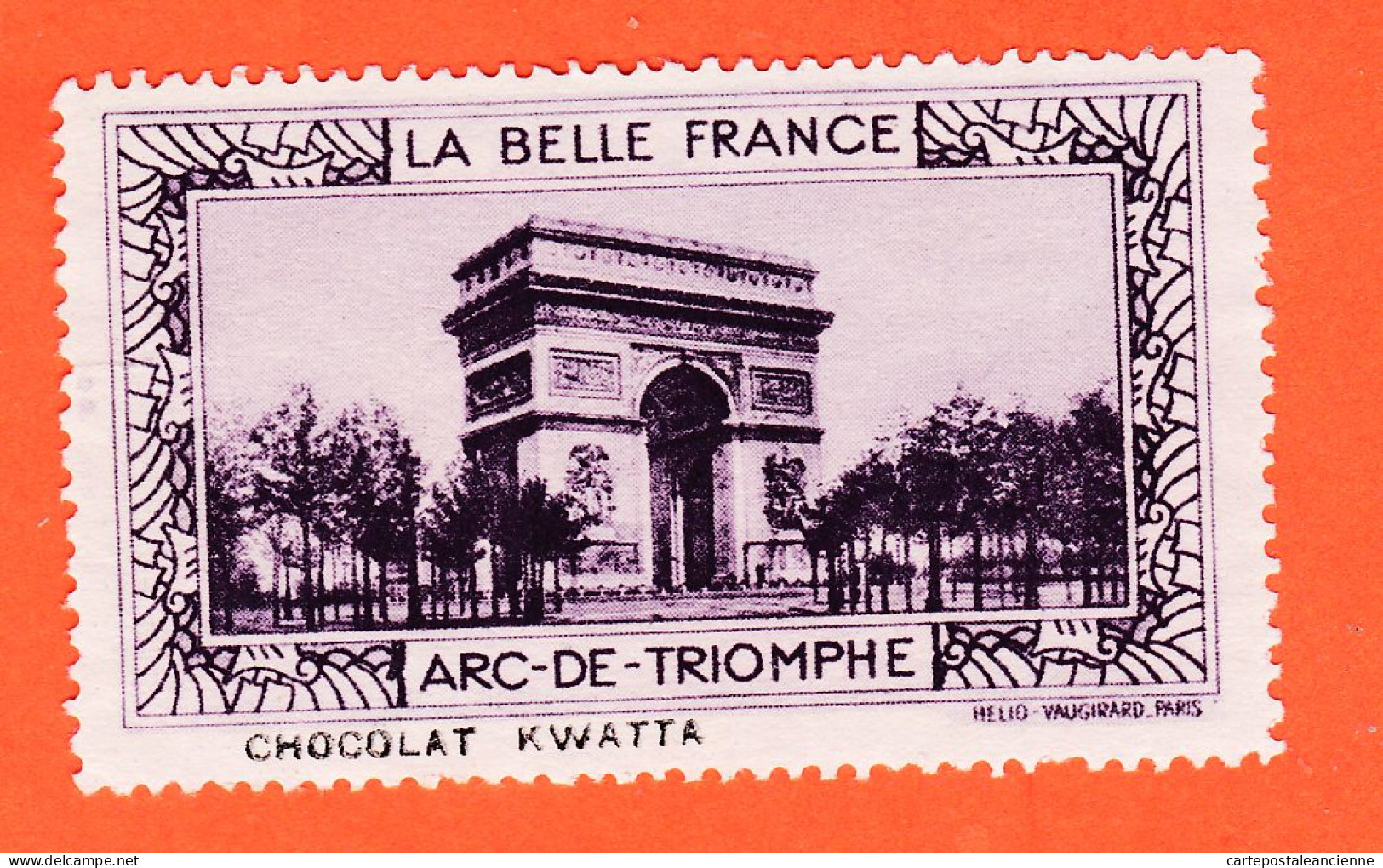 13017 ● PARIS Arc De TRIOMPHE ( Violet ) Pub Chocolat KWATTA Vignette Collection LA BELLE FRANCE HELIO-VAUGIRARD - Tourisme (Vignettes)