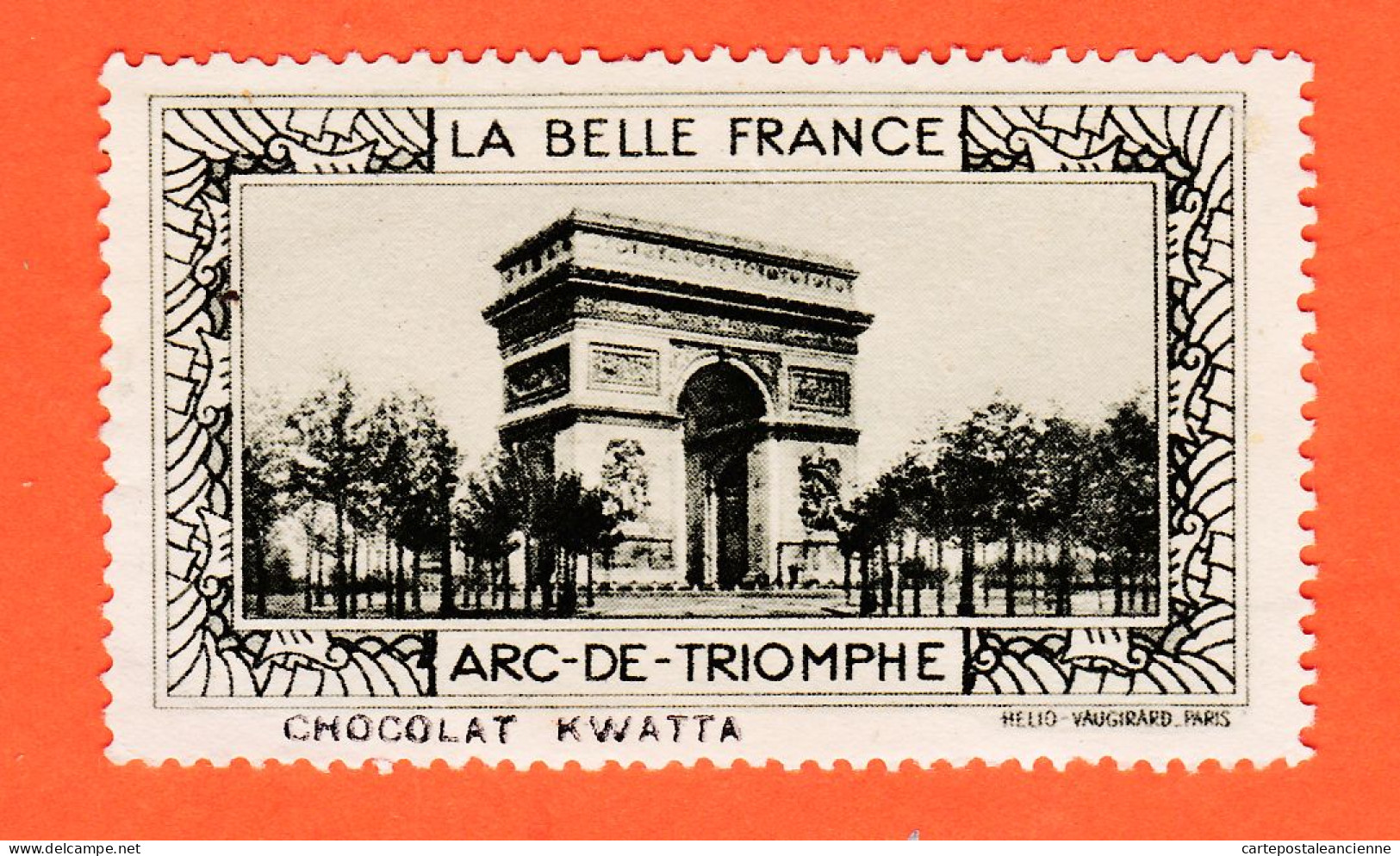 13026 ● PARIS Arc De TRIOMPHE ( Vert ) Pub Chocolat KWATTA Vignette Collection LA BELLE FRANCE HELIO-VAUGIRARD - Tourism (Labels)