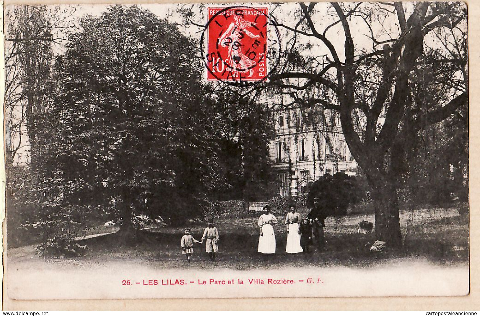 13054 / ⭐ ◉ 93-LES LILAS Parc Villa ROZIERE 1910s à Francine CONAN 5 Cité De Phalsbourg Paris G-F 28 - Les Lilas
