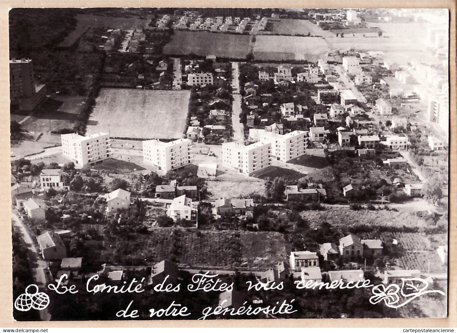 13047 / ⭐ ◉ Localisable Vue Aérienne Nouvelle Cité Zone Pavillonaire Ile FRANCE Carte-Photo 1950s Comité Fêtes - Ile-de-France
