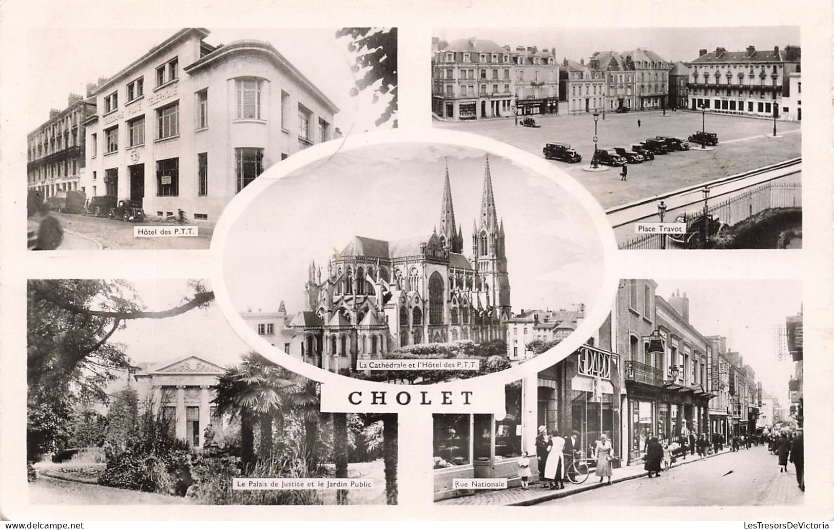 FRANCE - Cholet - Multivues - La Cathédrale Et L'Hôtel Des PTT - Palais De Justice - Rue - Carte Postale Ancienne - Cholet