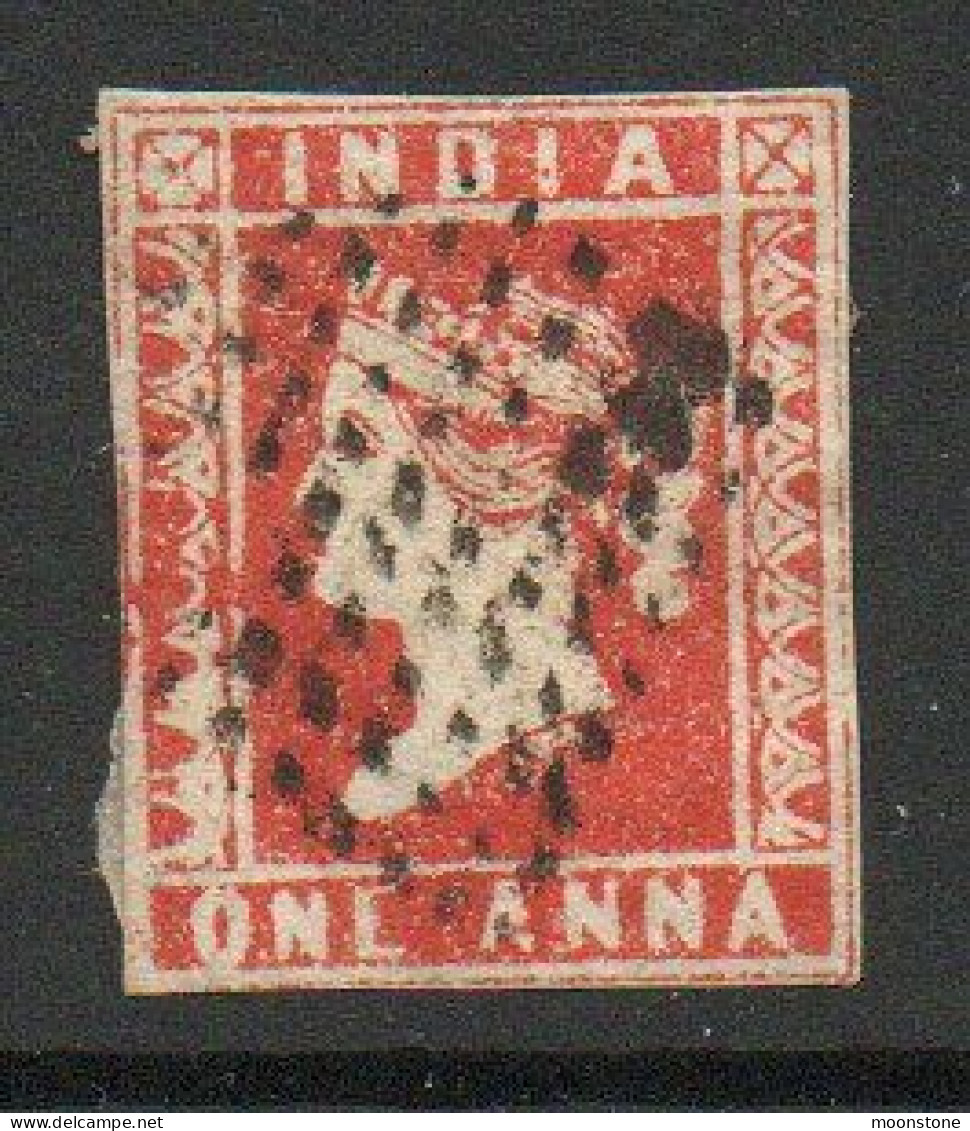 India 1854 1 Anna Deep Red,  4 Close Margins, Die I, Used, SG 11 (E) - 1854 Compañia Británica De Las Indias