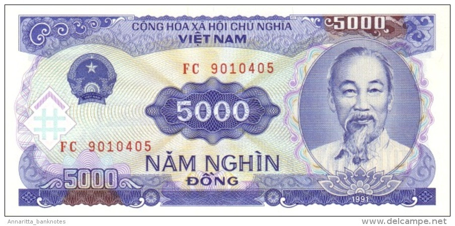 Vietnam 5000 Đồng 1991 (1993), UNC (P-108a, B-336a) - Viêt-Nam