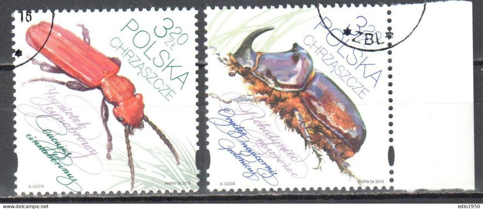 Poland 2018 - Beetles - Mi.5019-20 - Used - Oblitérés