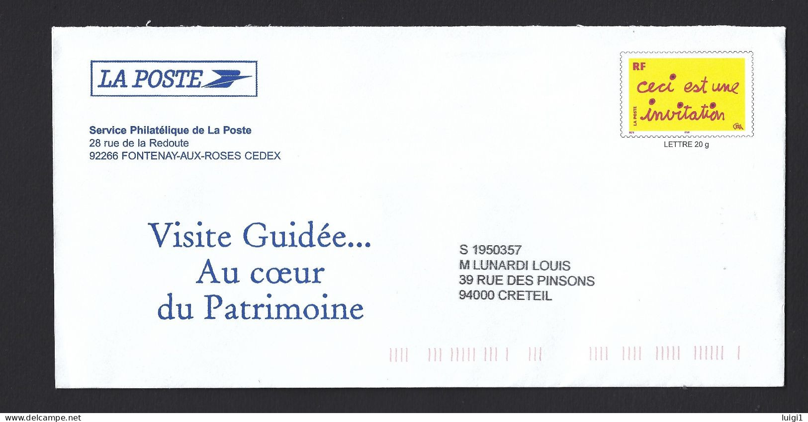 FRANCE 2004. PAP Y&T Type (n°3636) - " Ceci Est Une Invitation " Sur Enveloppe LA POSTE -  Service Philatélique. - Pseudo-entiers Officiels