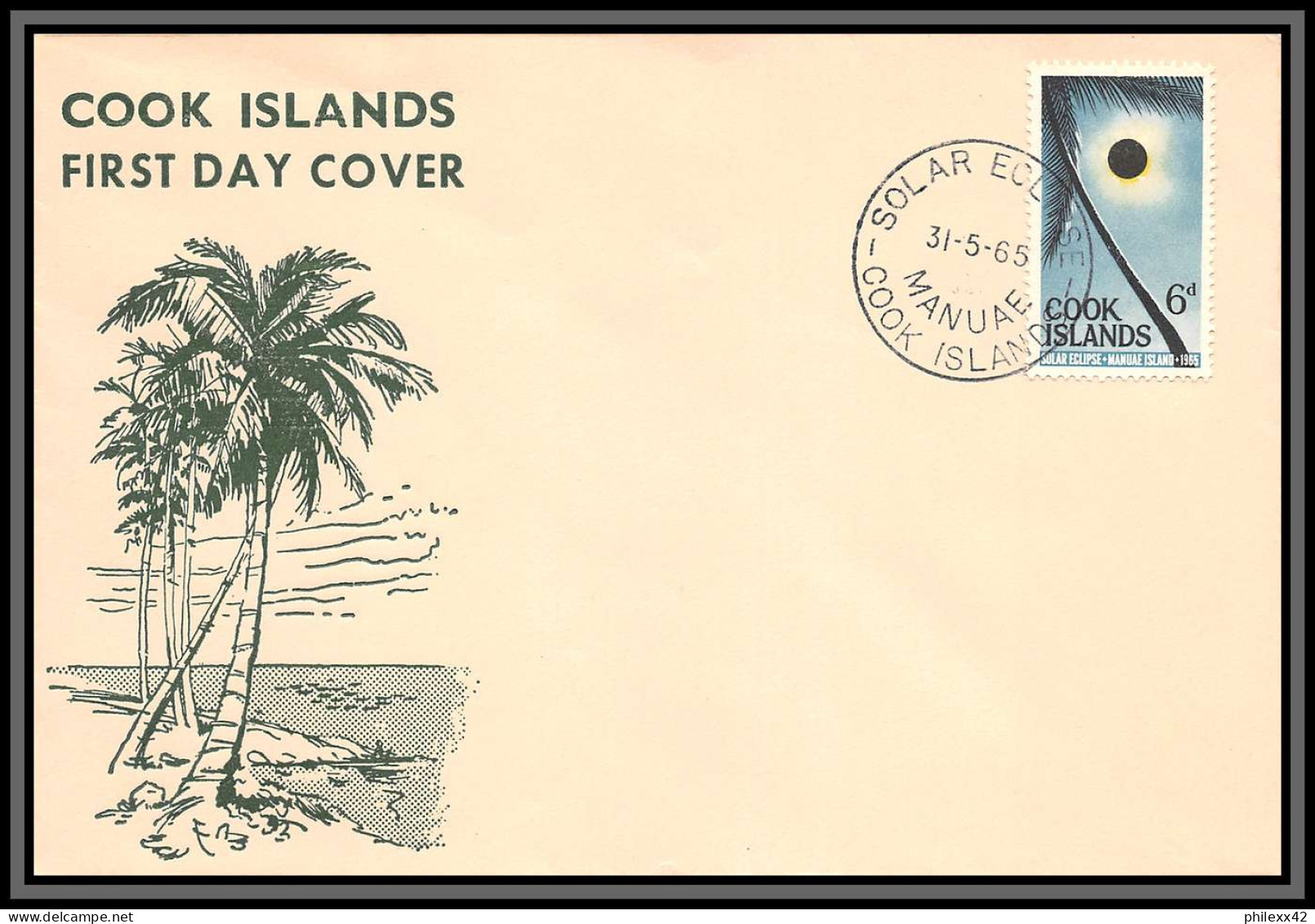 4601/ Cook Islands Solar Eclipse Solaire Espace Space Lettre Cover Briefe Cosmos 31/5/1965 Fdc SG #174 - 159 - Oceania