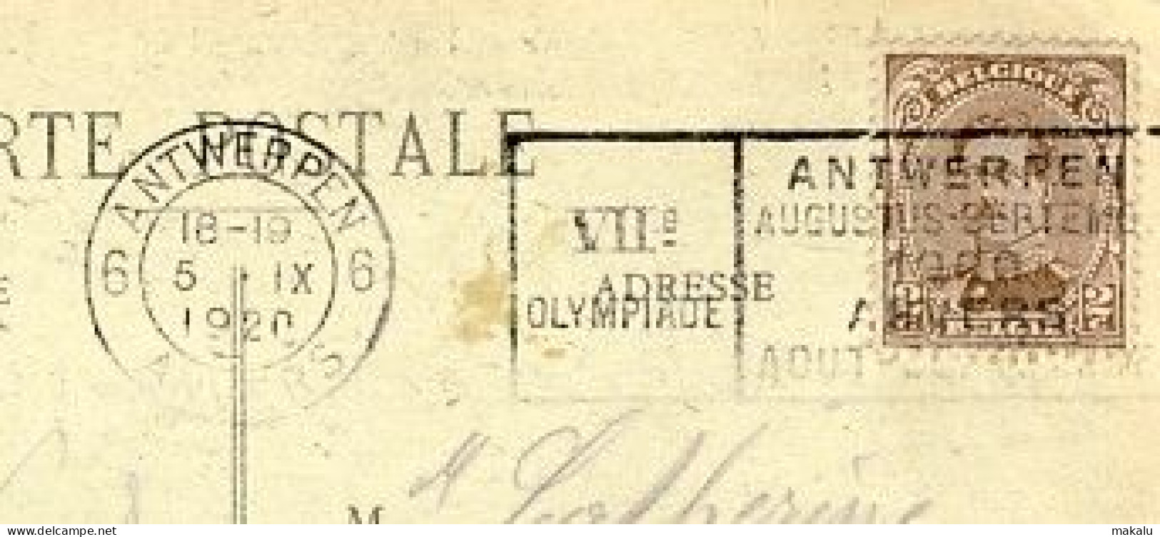 Jeux Olympiques D'Anvers 1920  Flamme Du  05/09/1920   Football  Hockey Sur Gazon  Rugby Sur Carte Postale - Sommer 1920: Antwerpen