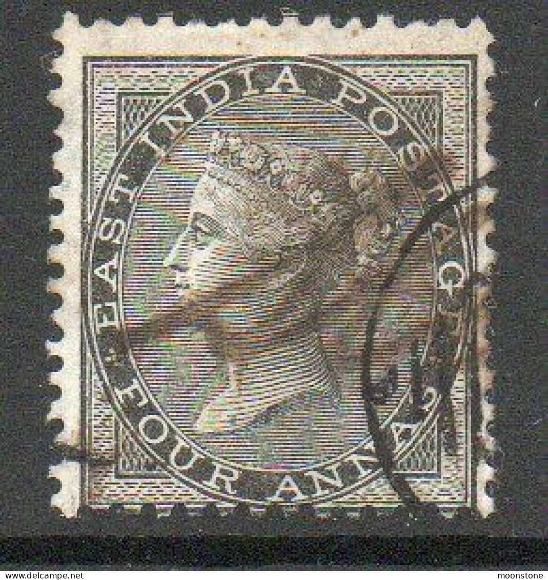 India 1856-64 4 Annas Grey-black, No Wmk., Perf. 14, Used, SG 46 (E) - 1854 Britse Indische Compagnie