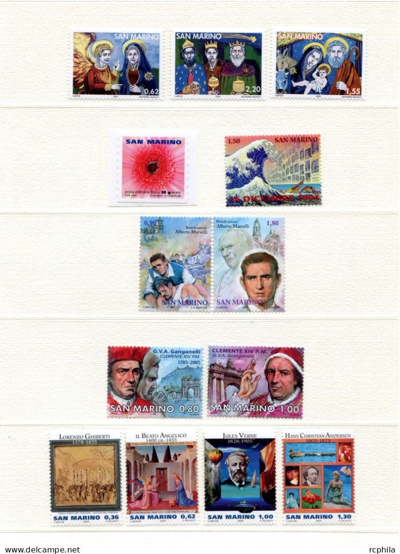 RC 27182 SAN MARIN 2005 FACIALE 33,41€ LOT DE TIMBRES NEUFS ** MNH + UN BLOC EMIS EN 2011 - Ongebruikt