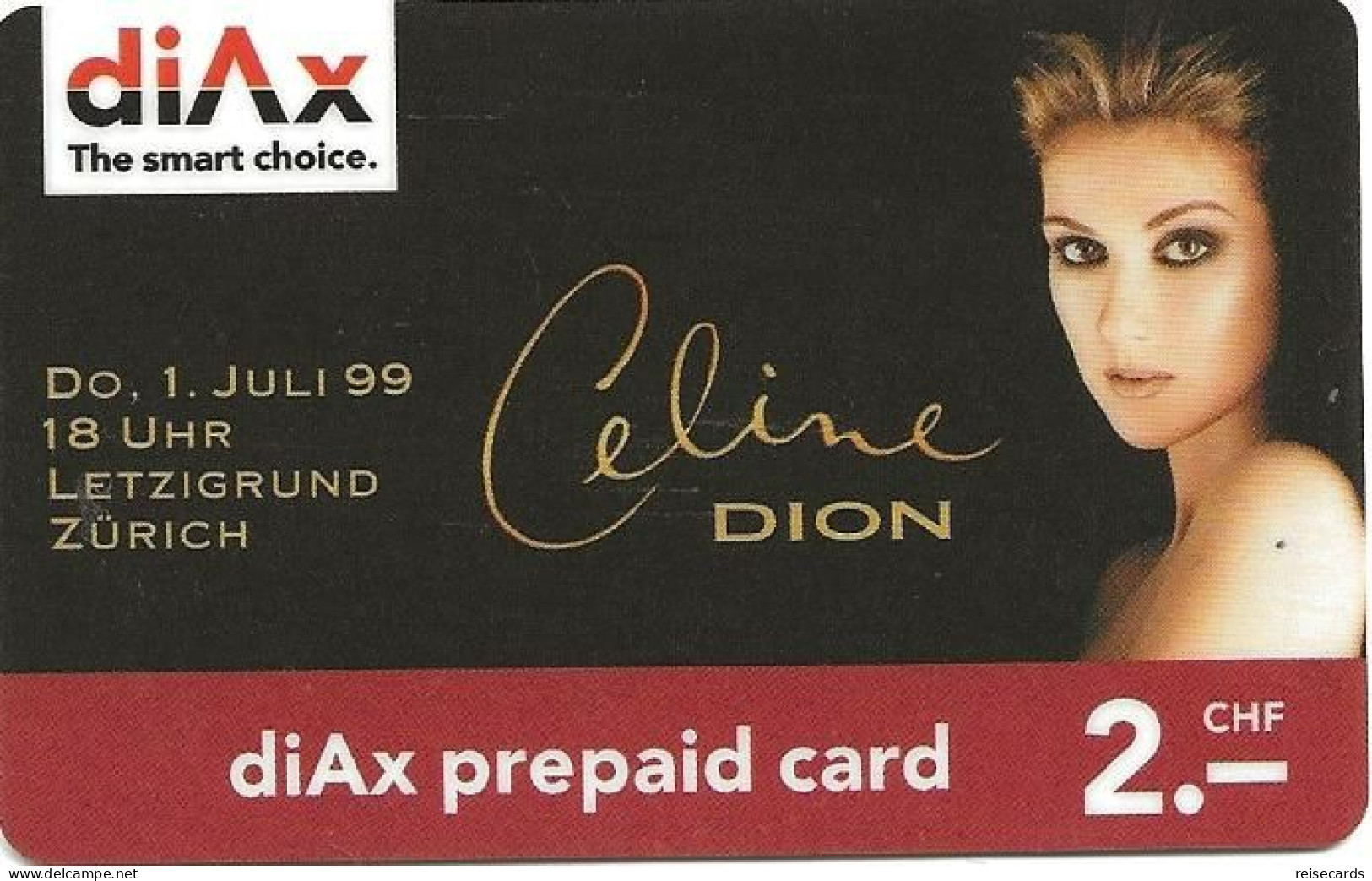 Switzerland: Prepaid DiAx - Celine Dion In Concert - Suisse