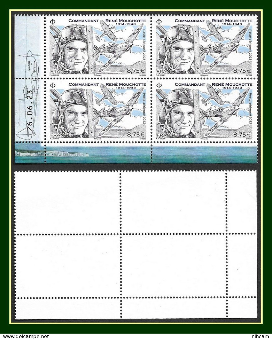 France Coin Daté 2023 ** MNH PA 95 René Mouchotte (isssu Feuillet De 12 Expl. - Infime Marque Bdf, Voir !) Aviateur - Airmail