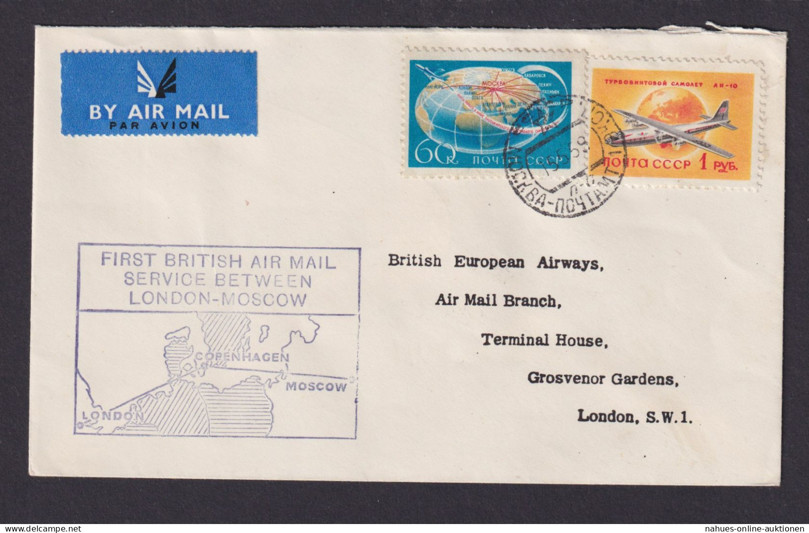 Flugpost Brief Air Mail Sowjetunion British Airways London Moskau 15.5.1959 - Briefe U. Dokumente