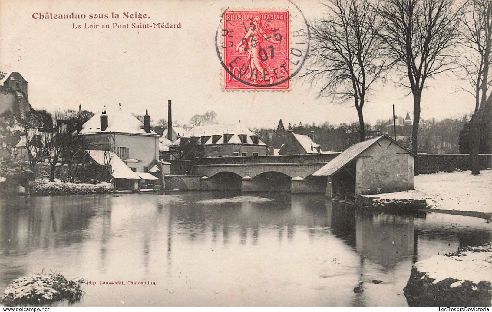 FRANCE - Châteaudun Sous La Neige - Vue Sur Le Loir Au Pont Saint Médard - Carte Postale Ancienne - Chateaudun