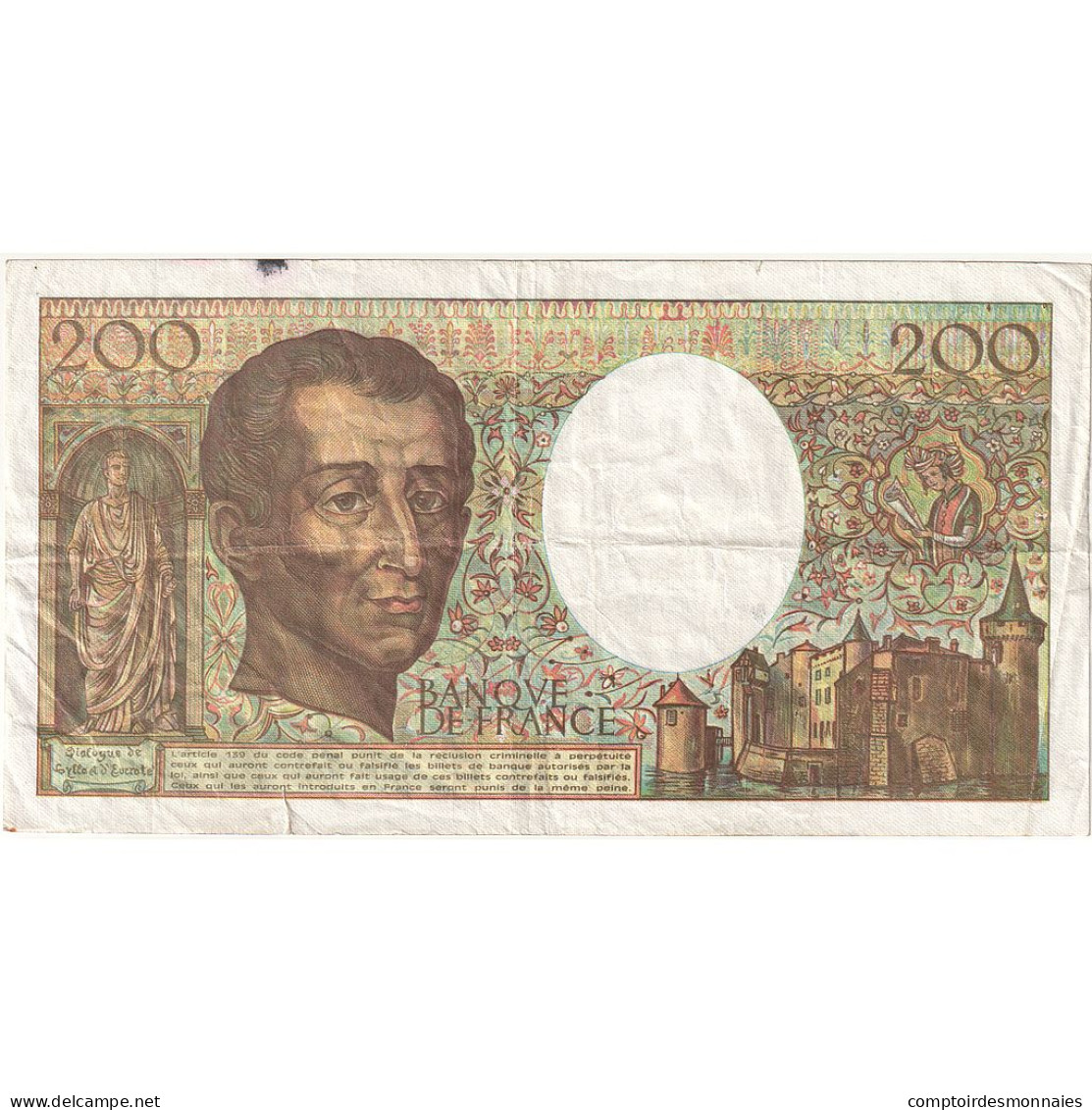 France, 200 Francs, Montesquieu, 1990, R.081, TB+, Fayette:70.10a, KM:155d - 200 F 1981-1994 ''Montesquieu''