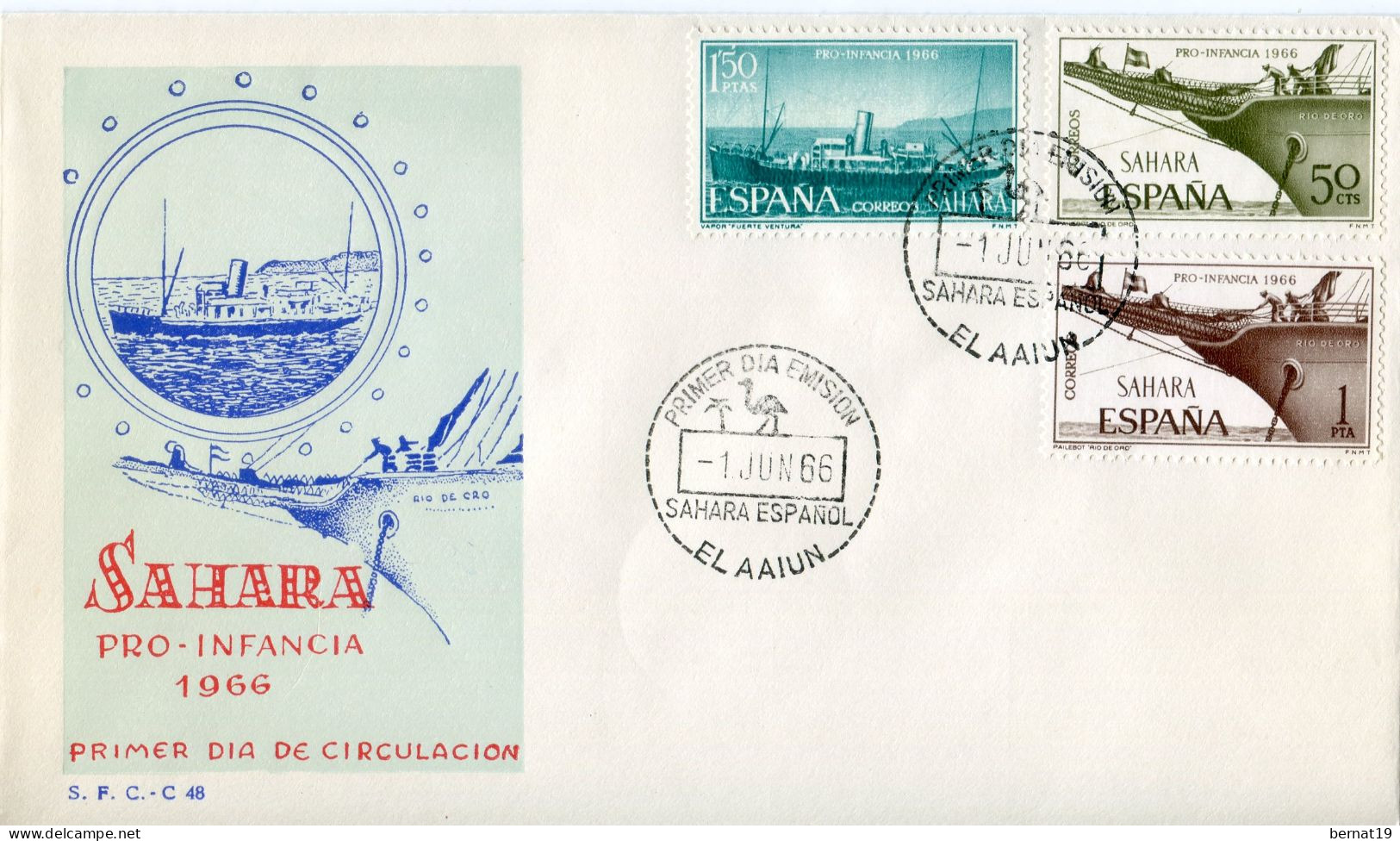 Sahara 1966. Edifil 249-51 FDC. - Spanische Sahara