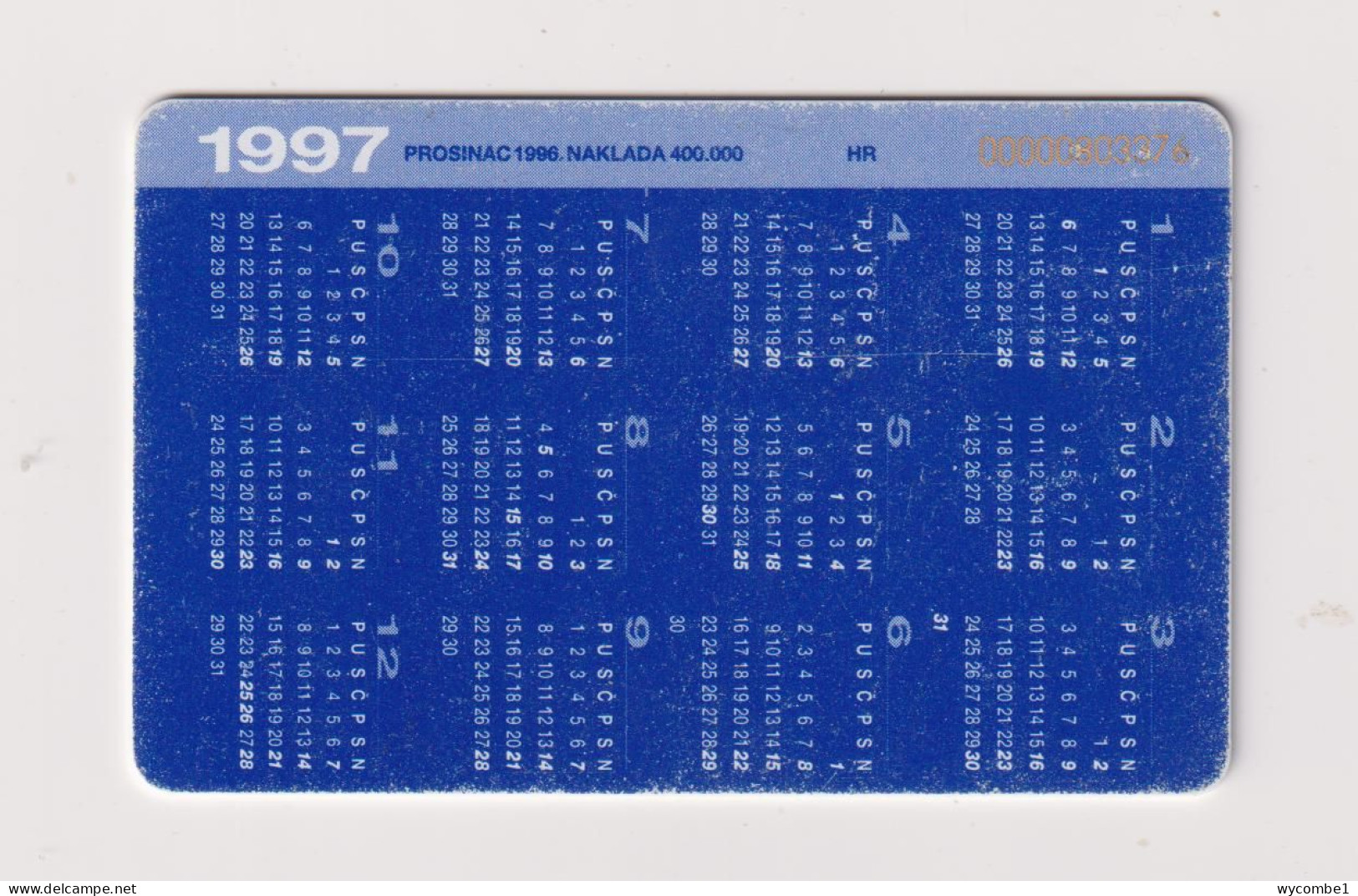 CROATIA -  1997 Calendar Chip  Phonecard - Kroatien