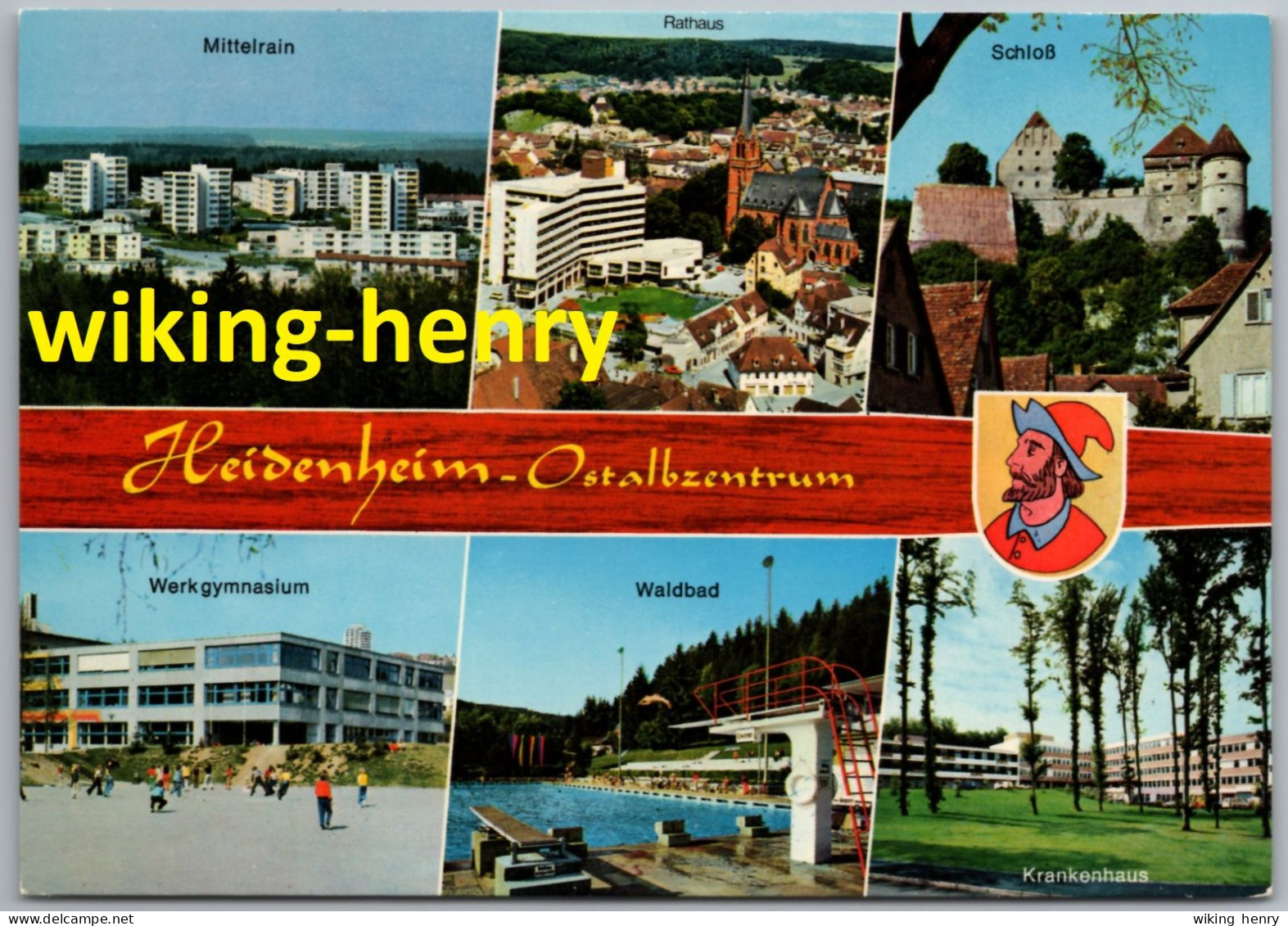 Heidenheim - Mehrbildkarte - Mittelrain Werkgymnasium Rathaus Waldbad Schloß Krankenhaus - Heidenheim