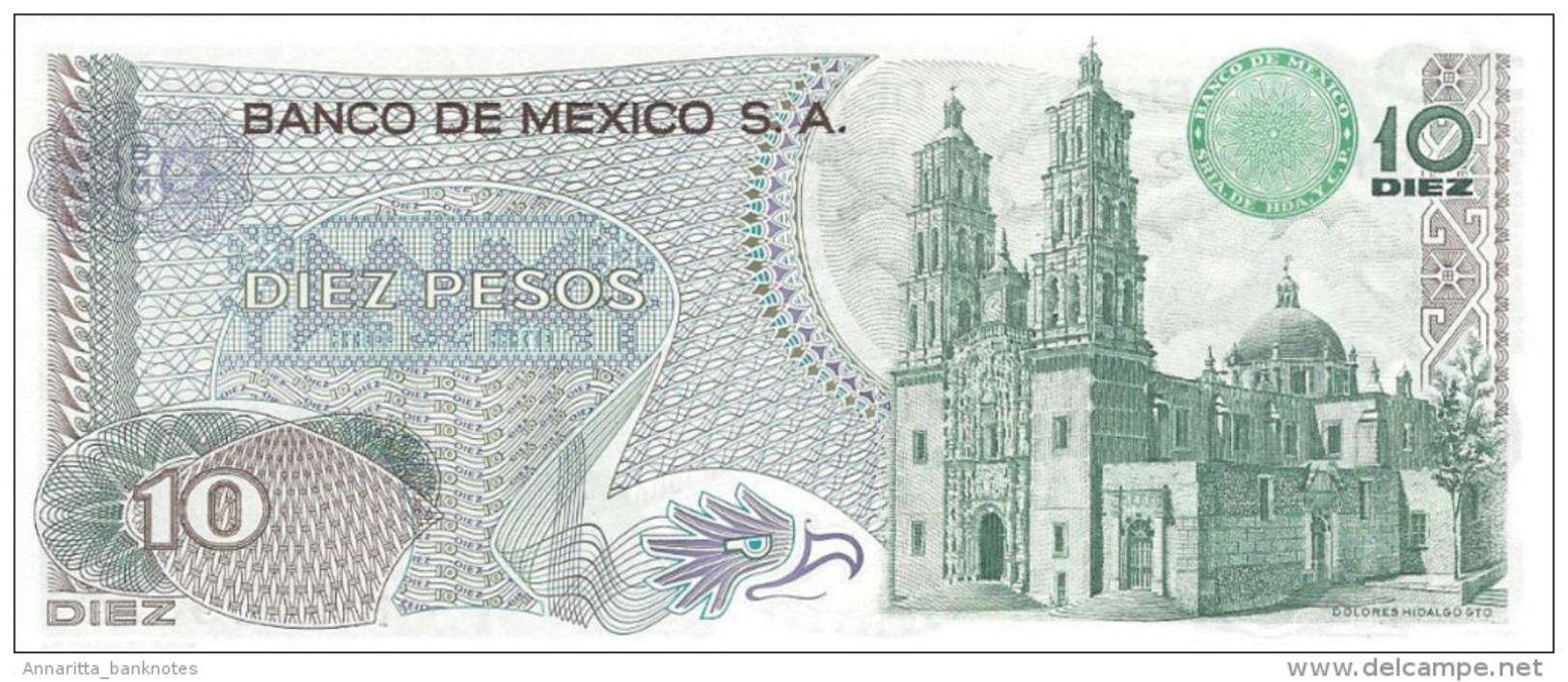 Mexico 10 Pesos 1975, SERIE 1DK UNC (P-63h) - Mexique