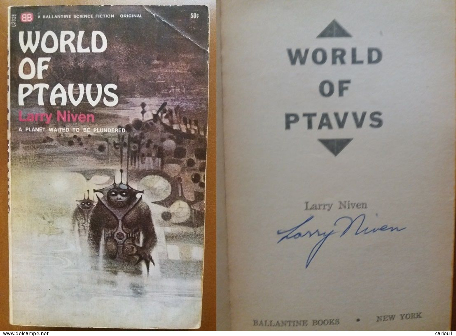 C1 Larry NIVEN - WORLD OF PTAVVS Ballantine 1966 First Envoi DEDICACE Signed PORT COMPRIS FRANCE - Ciencia Ficción