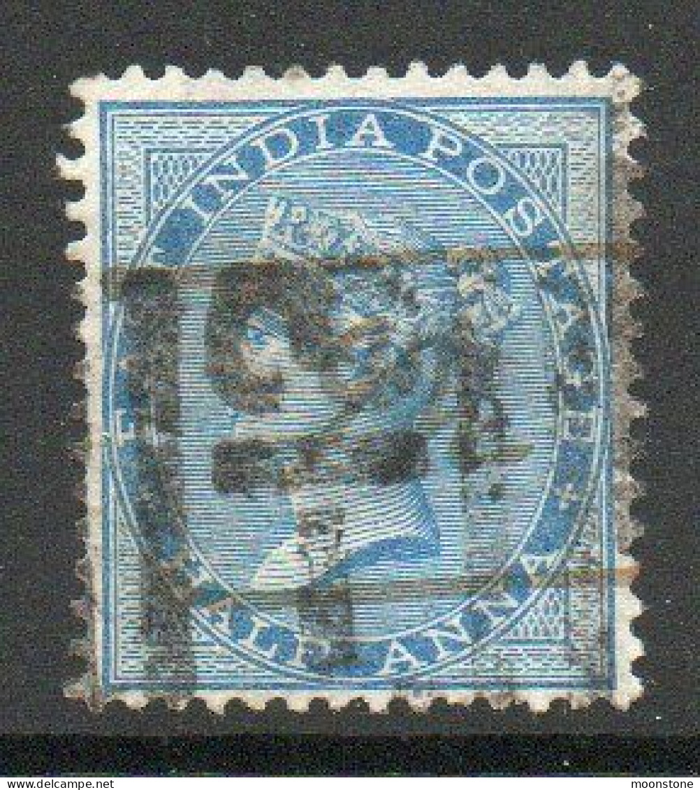 India 1873 ½ Anna Deep Blue, Die II, Wmk. Elephants Head, Perf. 14, Used, SG 75 (E) - 1854 Britse Indische Compagnie