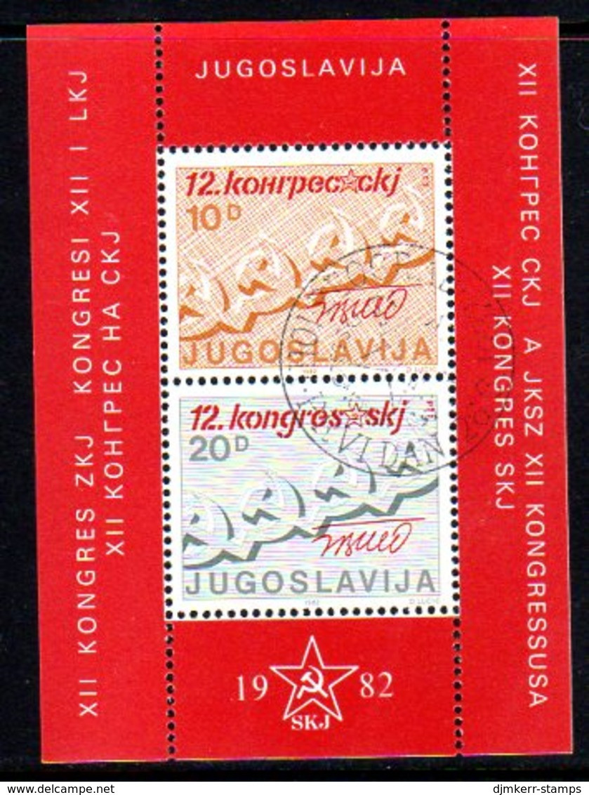 YUGOSLAVIA 1982 Communist League Congress Block Used.  Michel Block 21 - Blocs-feuillets