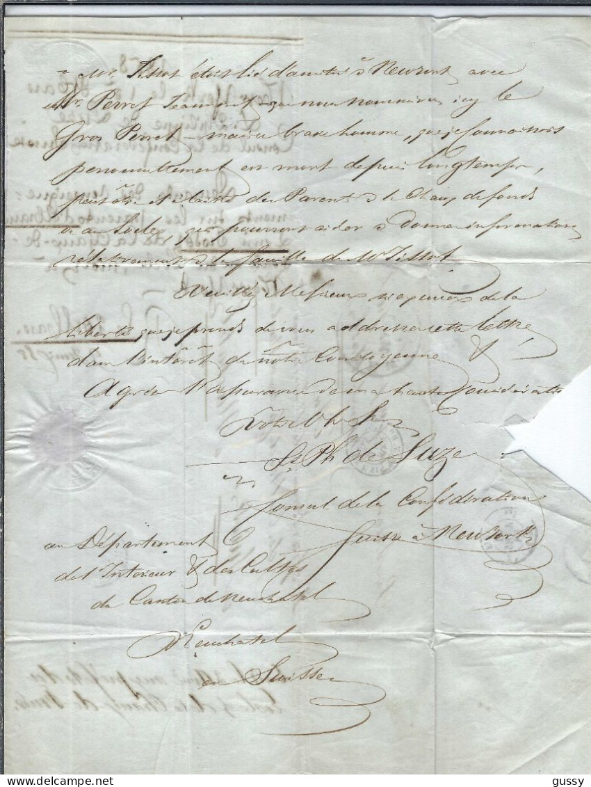 ETATS UNIS Préphilatélie 1858: LAC Du Consul De Suisse à New York (USA) Pour Neuchâtel (Suisse) En Port Dû, Taxée 115c - …-1845 Prefilatelia