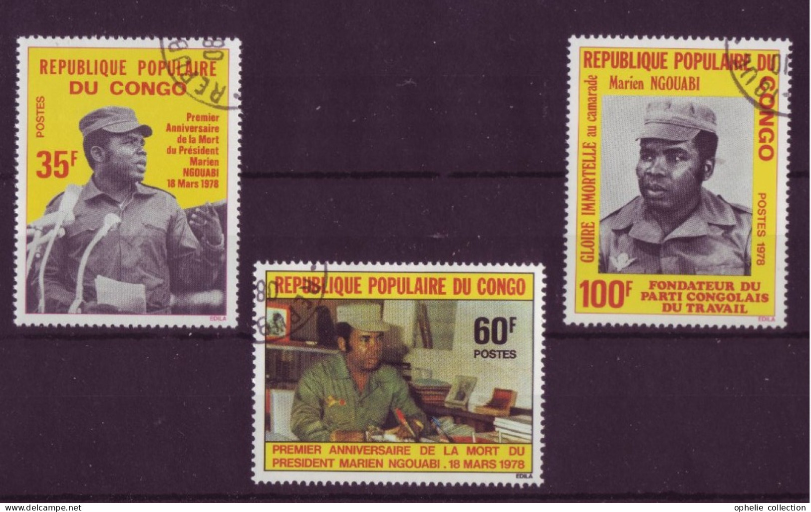 Afrique - Congo - Anniversaire De La Mort Du Président Marien Ngouabi - 3 Timbres Différents - 6647 - Sonstige & Ohne Zuordnung