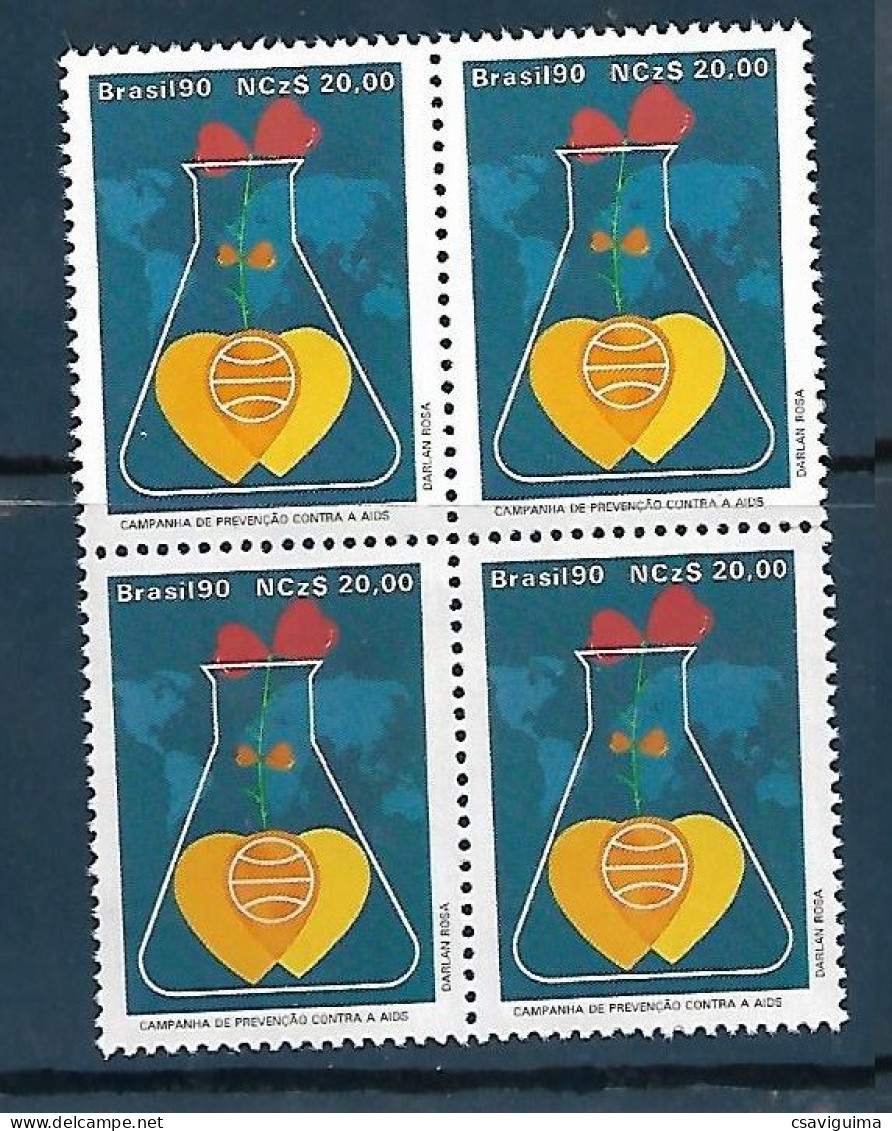 Brasil (Brazil) - 1990 - Block Of 4:  AIDS Prevention Campaign - Yv 1959 - Other & Unclassified