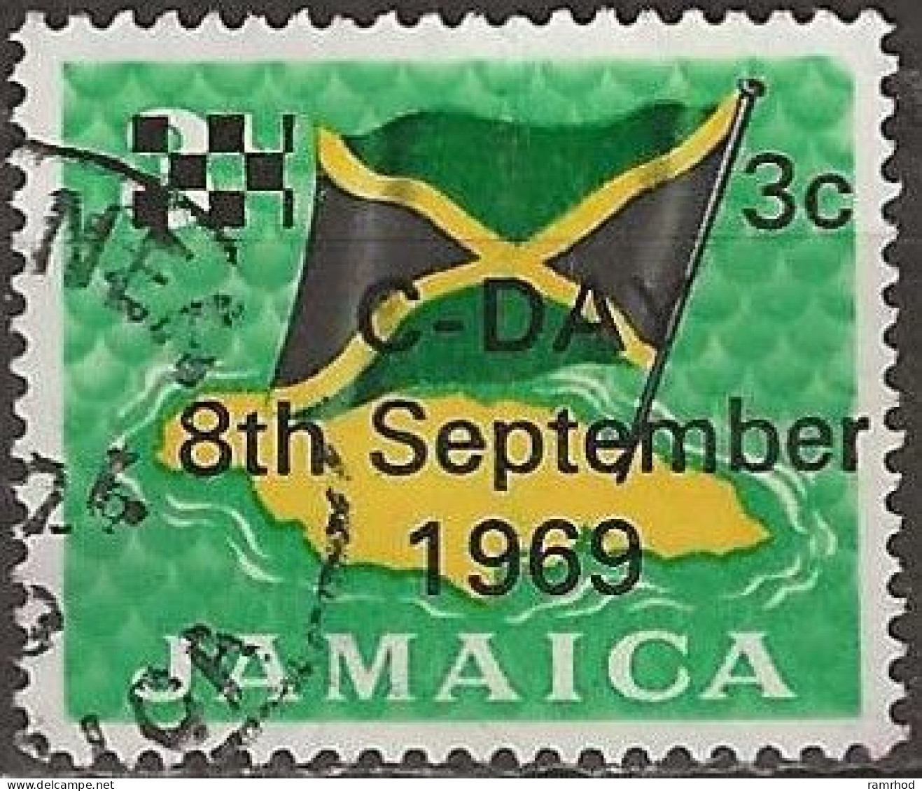 JAMAICA 1969 Decimal Currency Surcharged C-Day - 3c. On 3d Jamaican Flag FU - Jamaica (1962-...)
