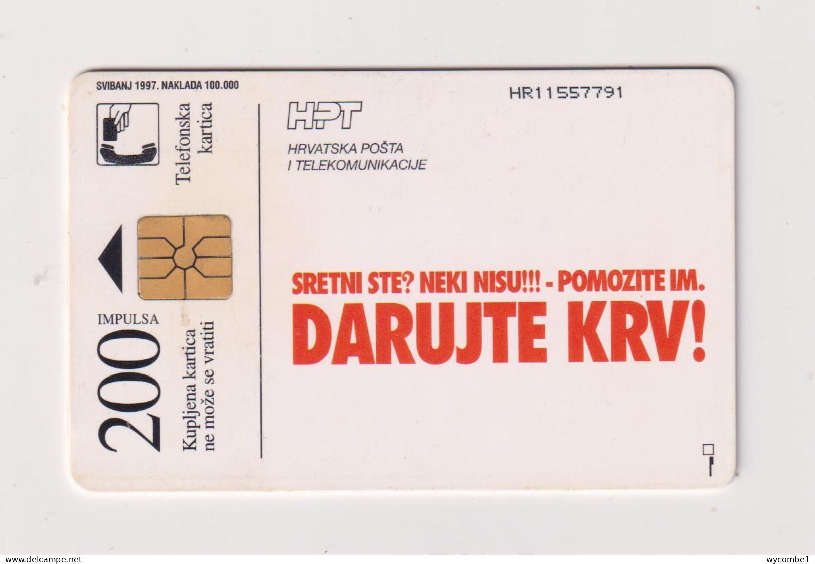CROATIA -  Donate Blood Chip  Phonecard - Croacia